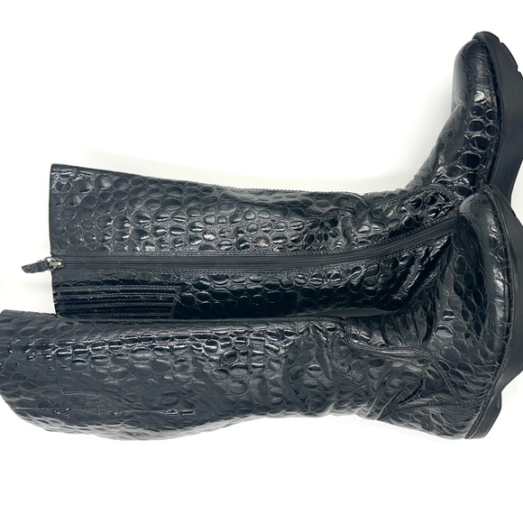 Kalso Earth Shiny Alligator Skin Pattern Boots size 6.5 Women black Mid-Calf - Picture 8 of 16